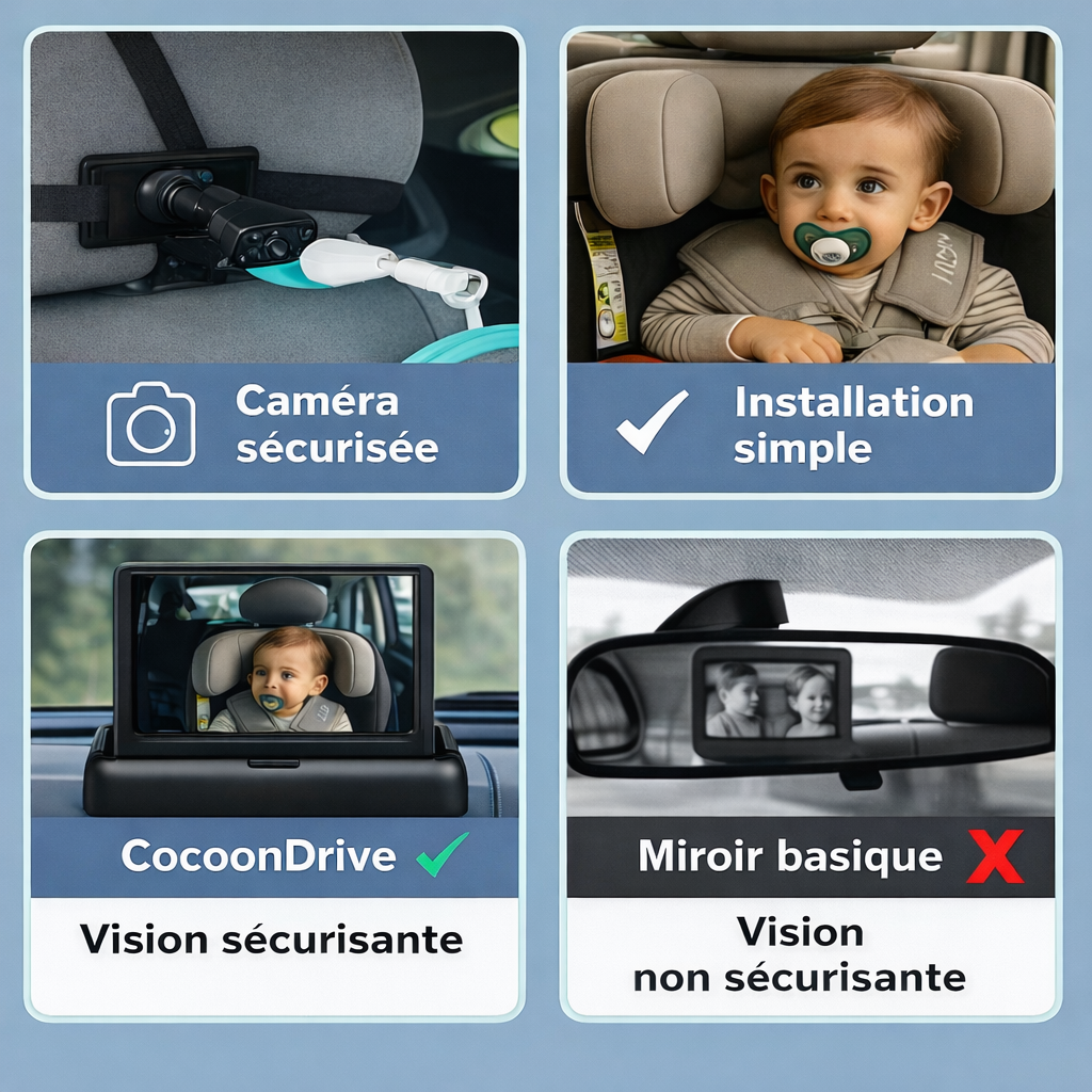 Caméra Bébé Voiture 1080P – Surveillance Temps Réel | CocoonDrive